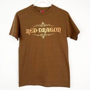 Red Dragon Apparel Tee Womens S Brown Gold Graphic T-Shirt Unisex Streetwear